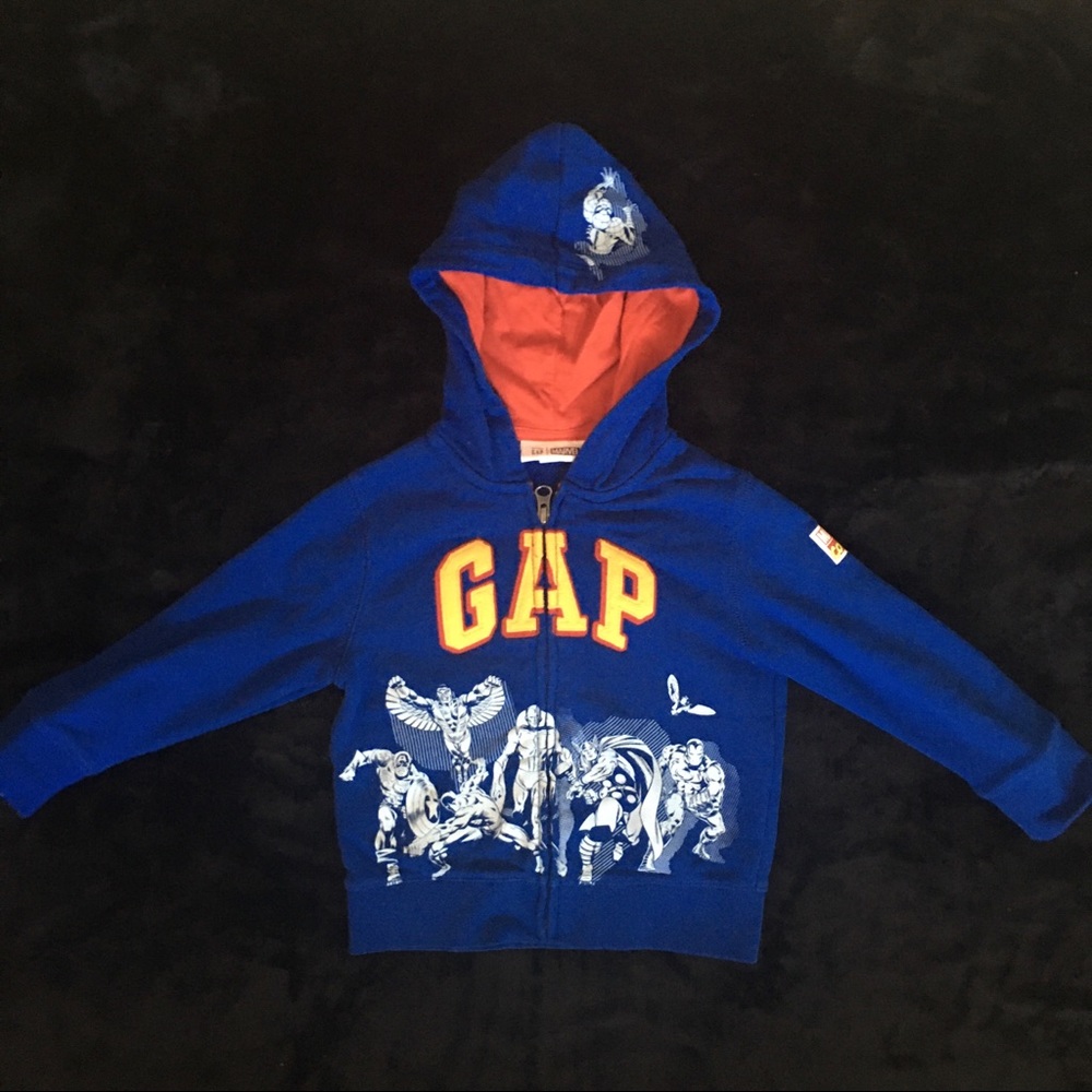 GAP Marvel Blue Zip Front Logo Hoodie